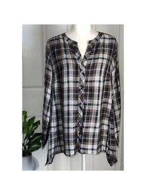 Women's Workshop Republic Clothing Plaid Shirt 1X Black White